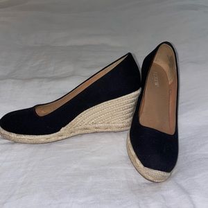 J. Crew Factory Black Wedge Espadrille- Sz 8